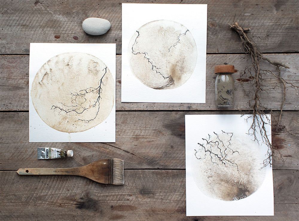 The way we breathe | Mud and watercolour root painting